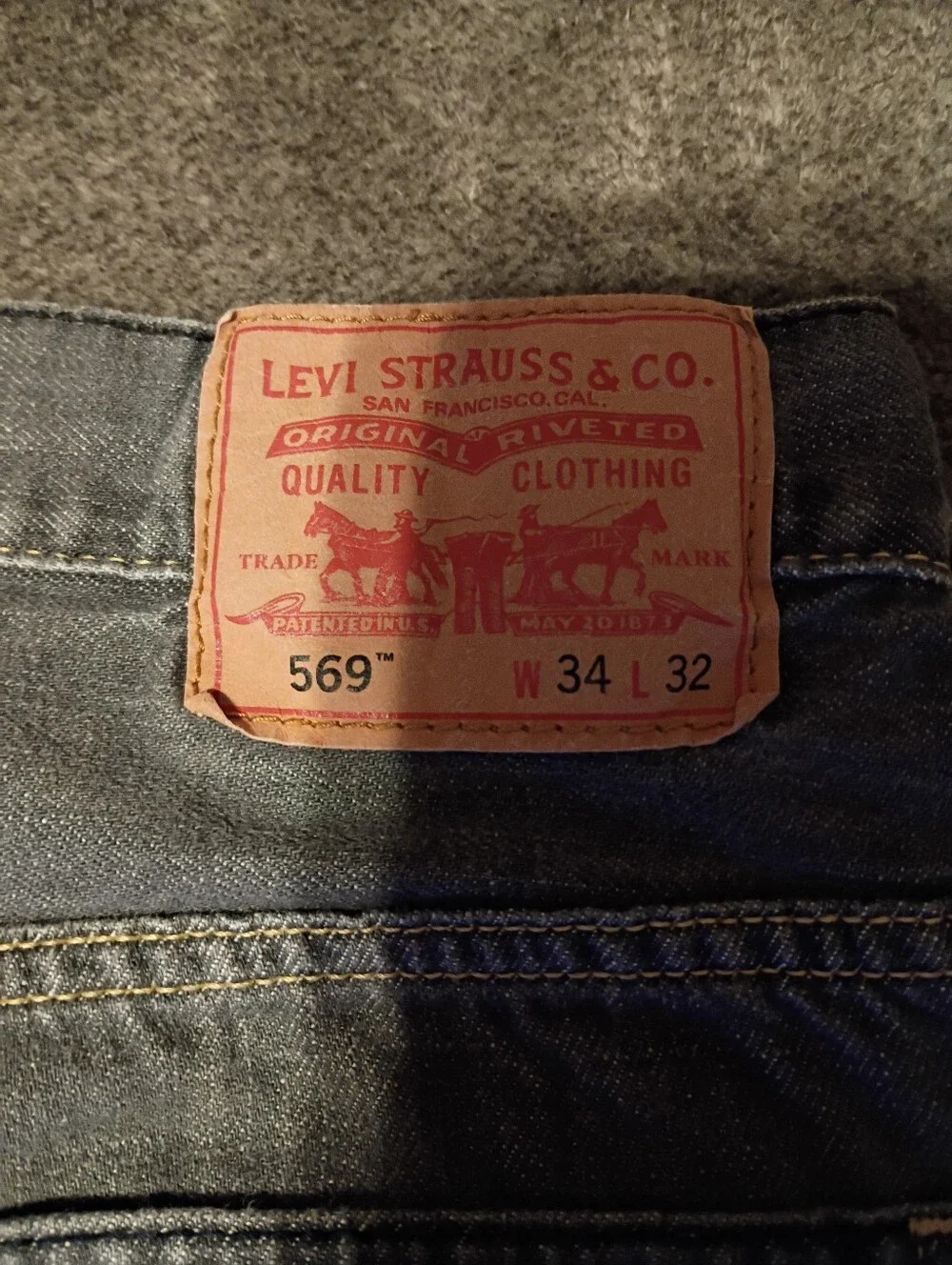 Levis Men's 569 Loose Straight Jeans Size 34x32 Grey Wash